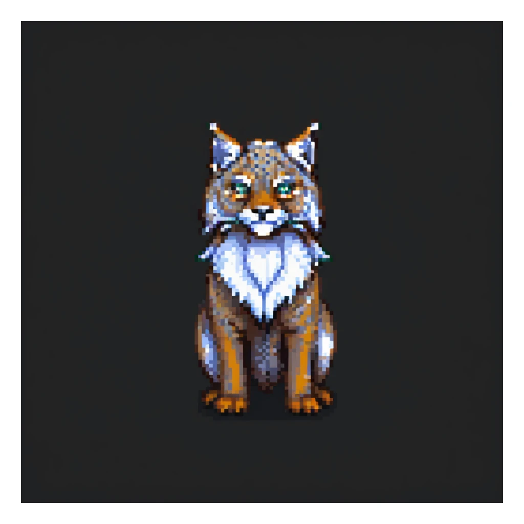 pixel art canada lynx standing in a winter forest sticker