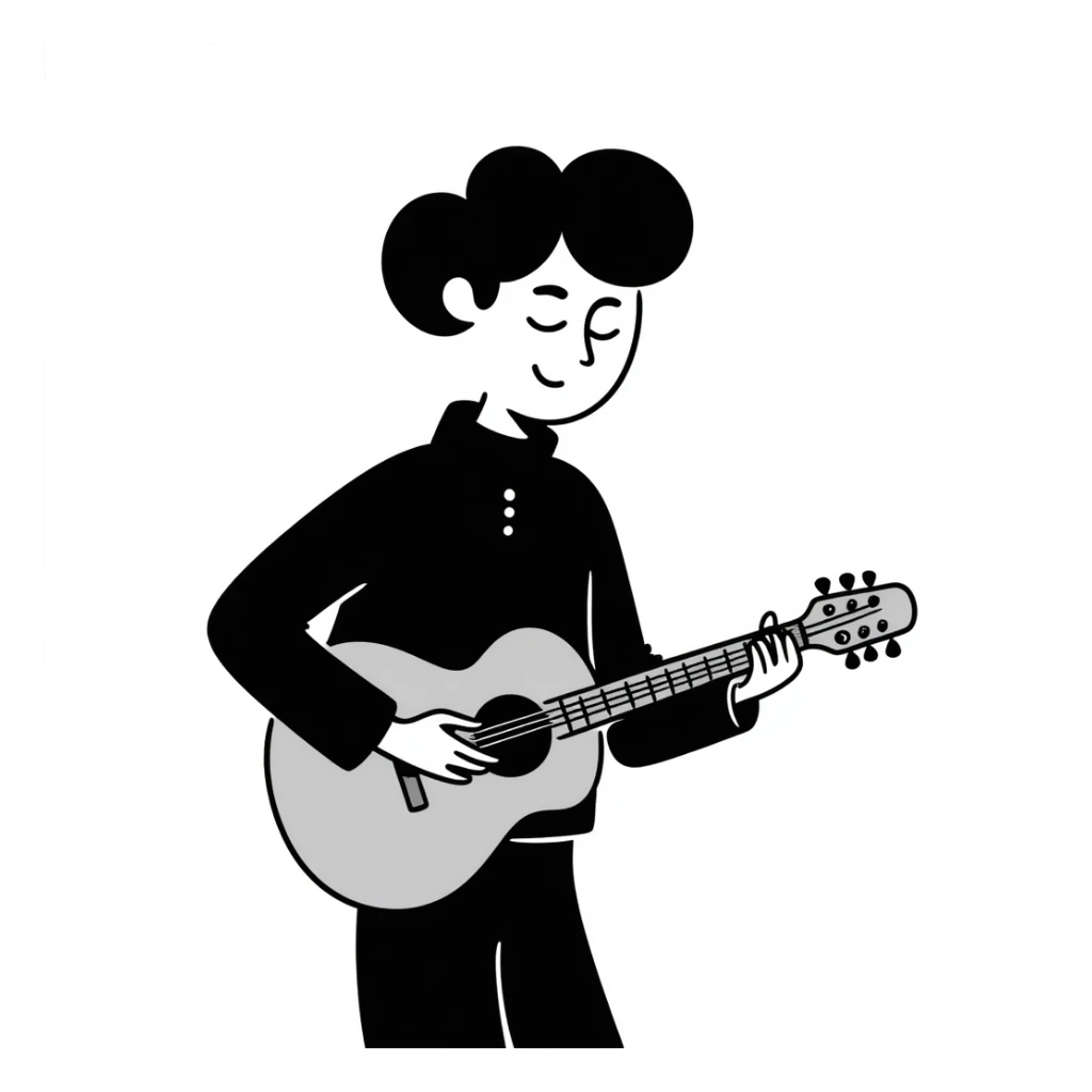 Person passionately playing musical instrument with emotion sticker