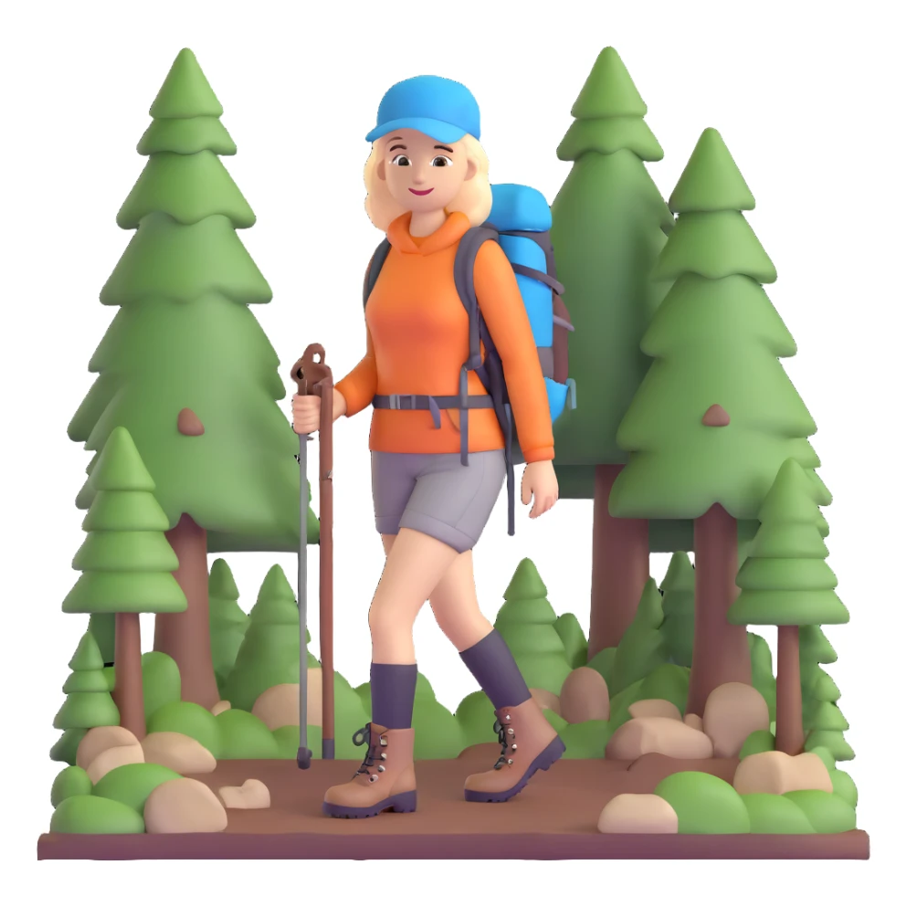 Outdoorsy woman with hiking boots and forest background, Melissa Backwoods sticker