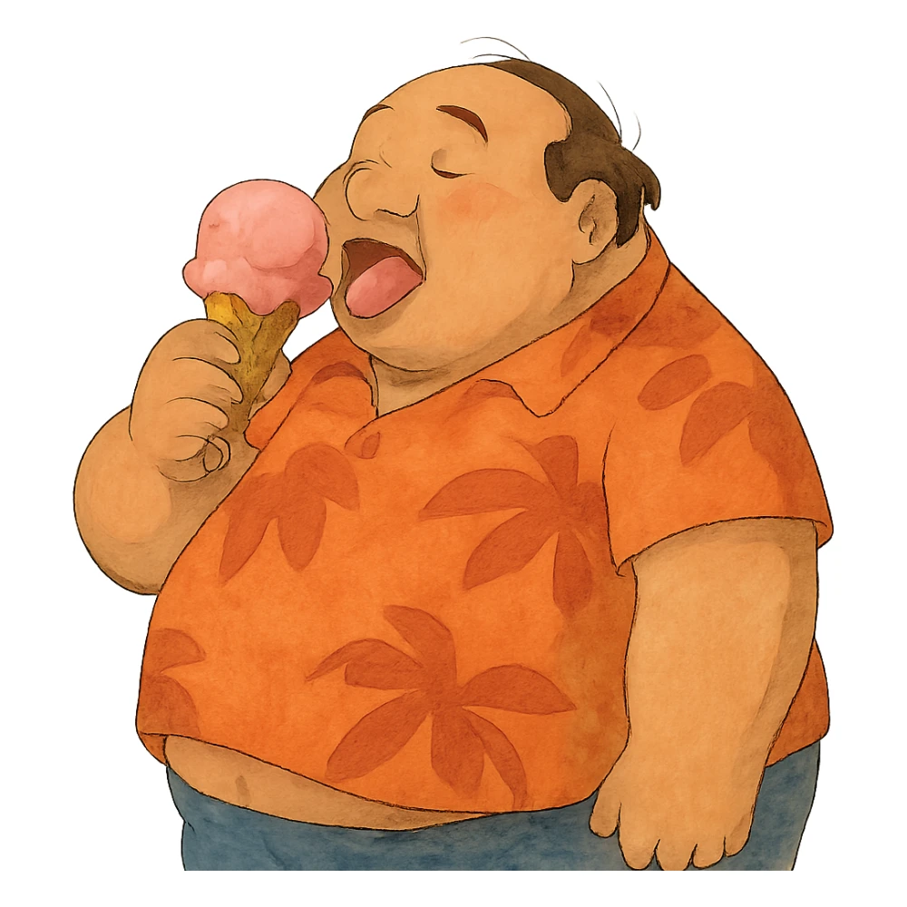 fat man with ice cream, inspired by Lilo and Stitch sticker
