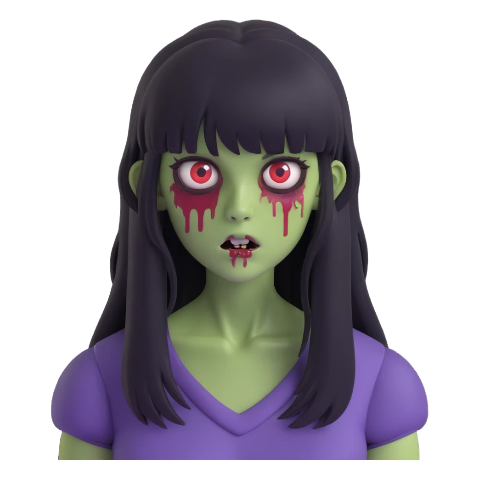 zombie girl with bangs and long hair sticker