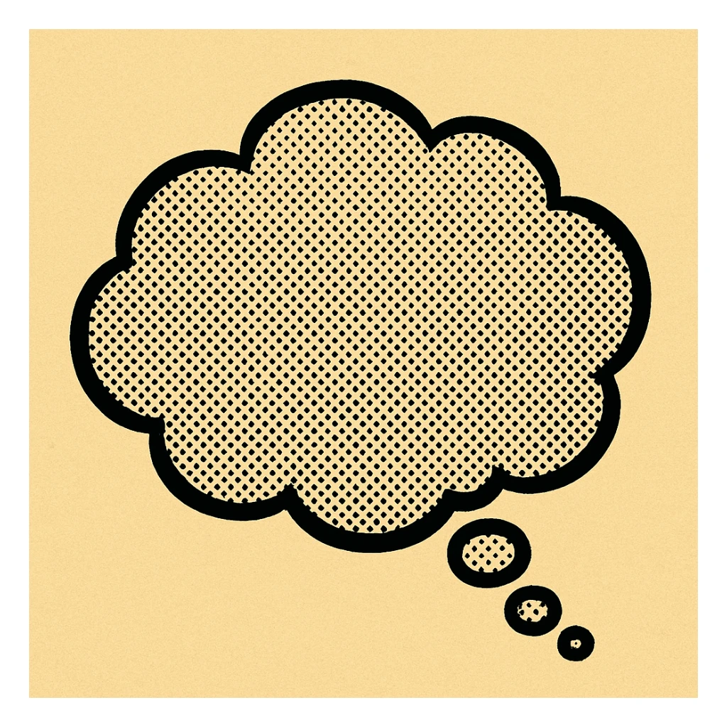 classic cartoon style empty thought bubble with outlined shape sticker