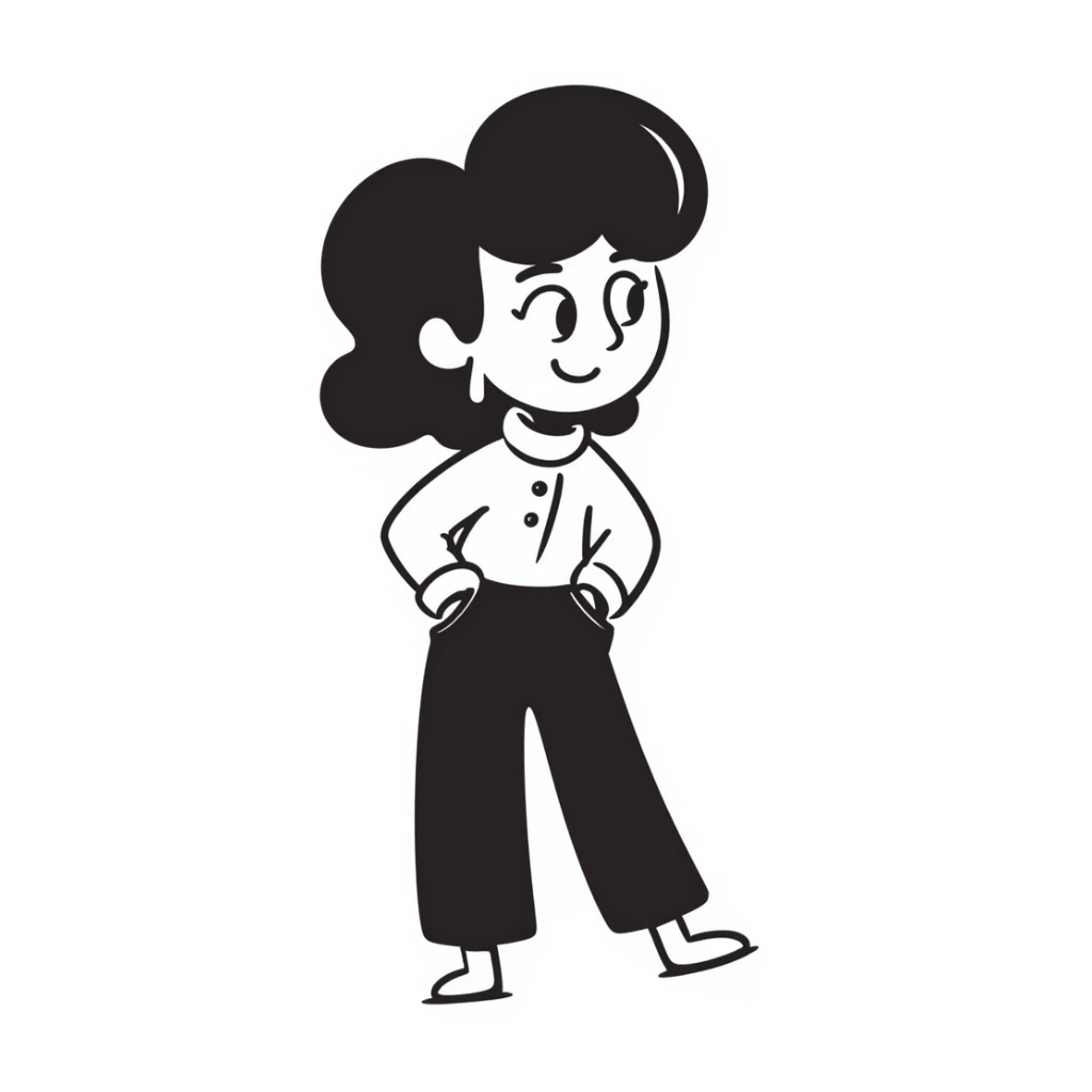 hand drawn doodle of mela.alm character sticker