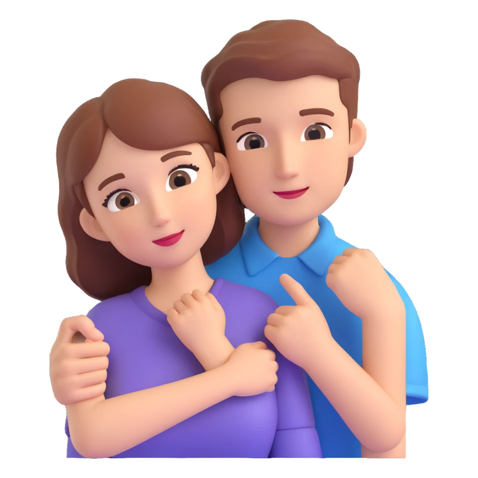 couple posing, close up pose, living room background sticker