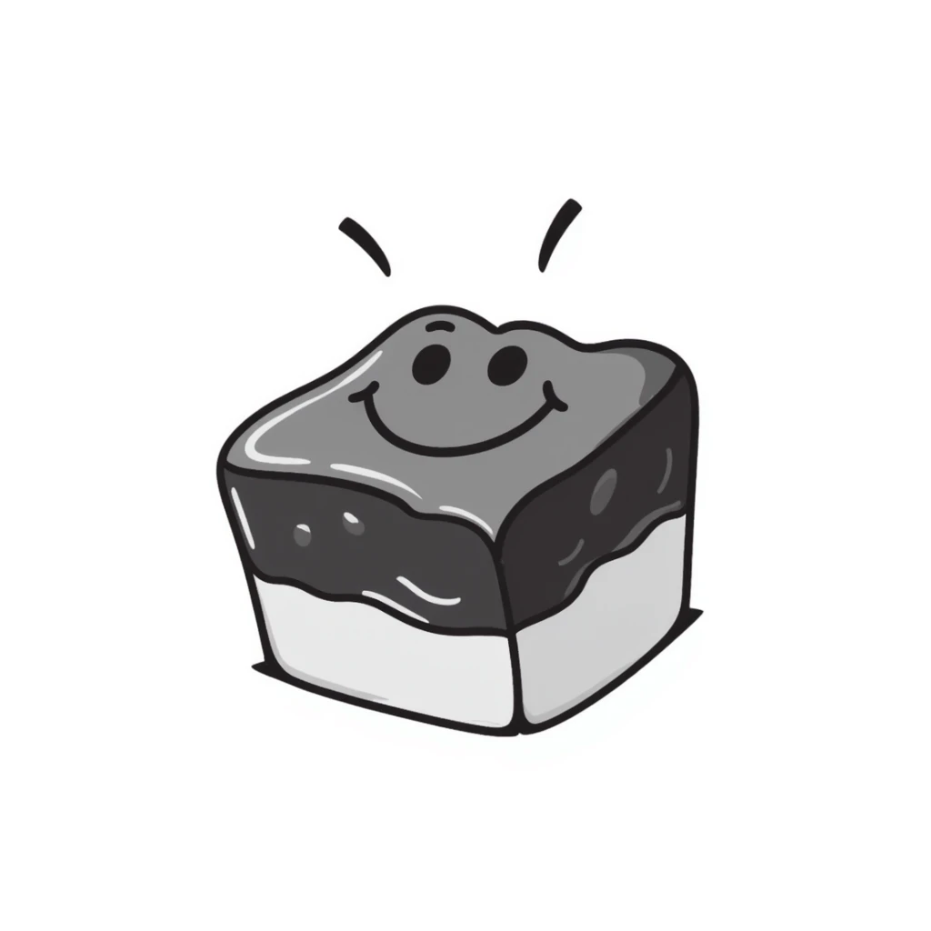 chocolate brownie with a smiley face, hand drawn doodle style sticker