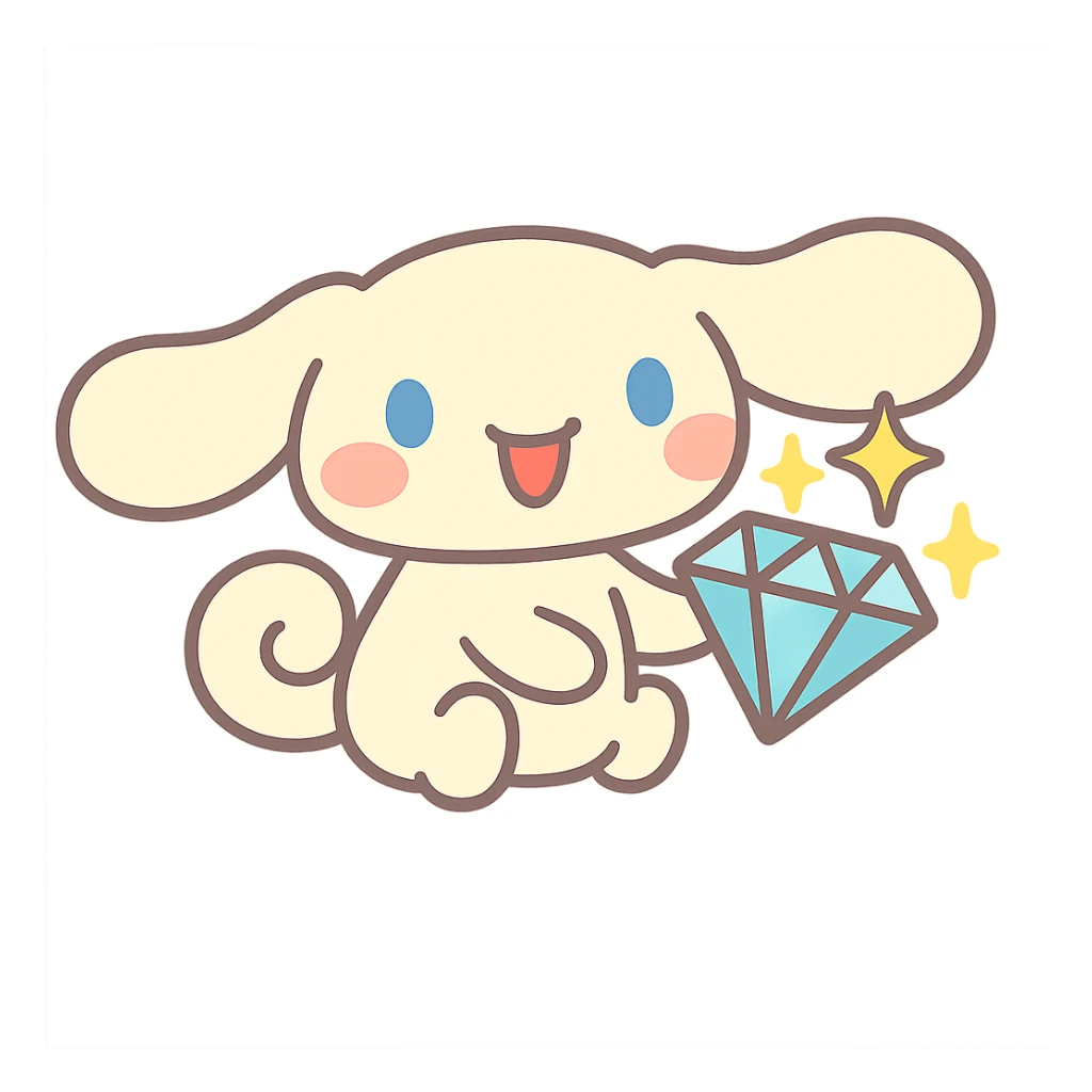 pastel toon style Cinnamoroll with a diamond sticker
