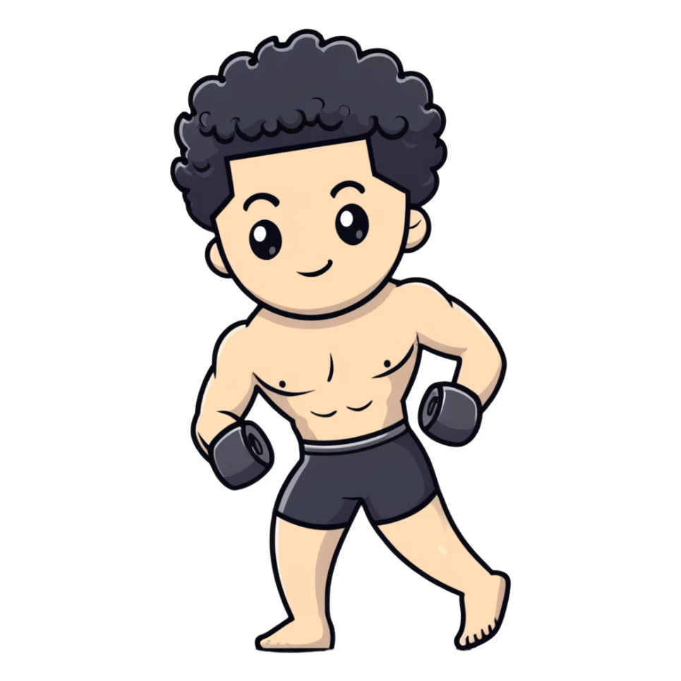 shirtless male athlete with white skin and curly black hair sticker