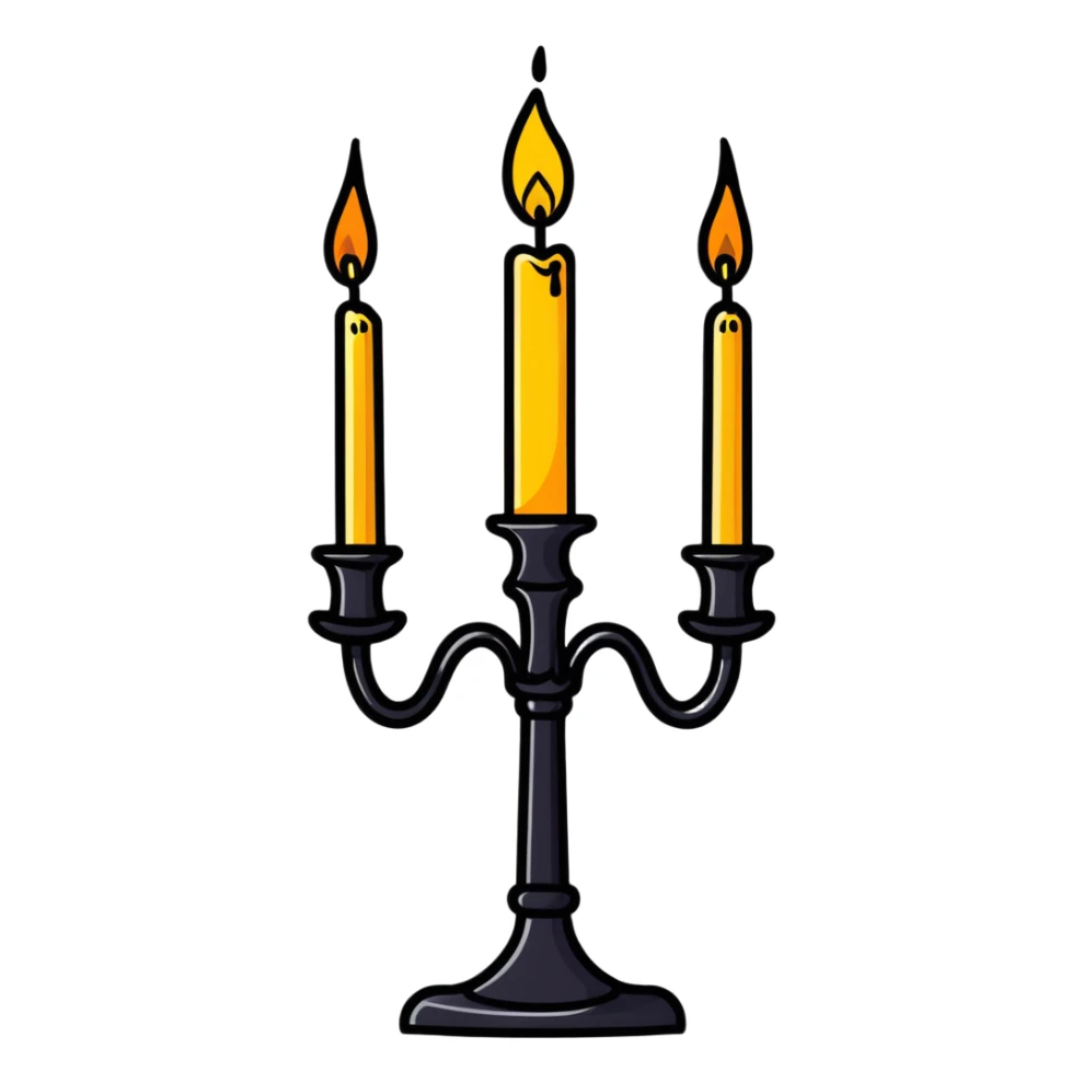decorative candle holder with 3 lit candles, candelabra sticker