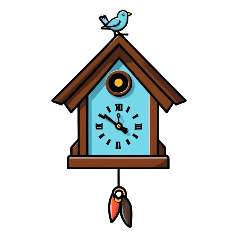 cuckoo clock with bird popping out sticker