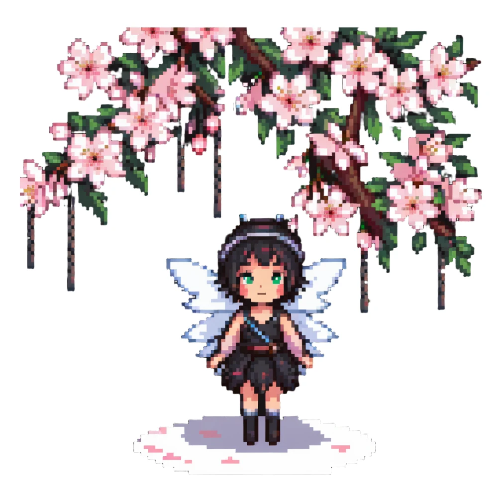 fairy and cherry blossom tree sticker