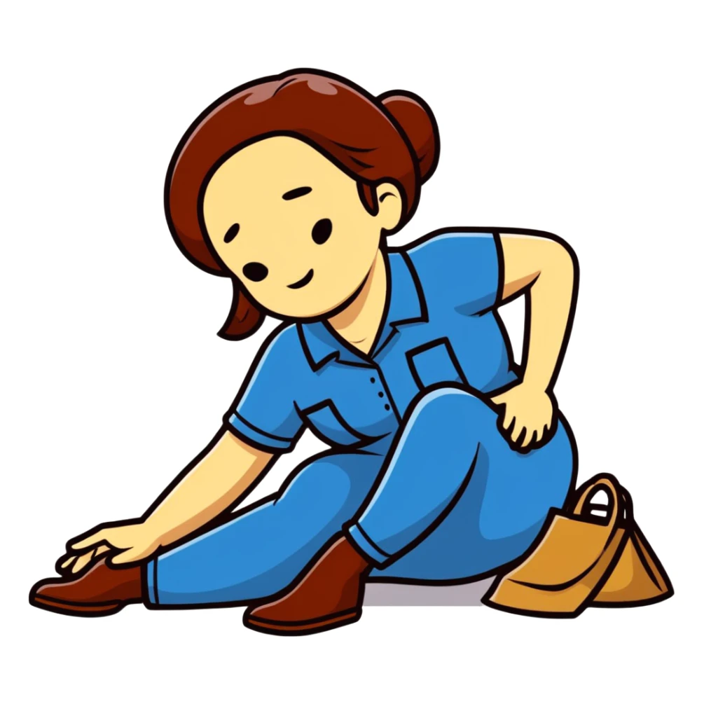 woman labour worker passed out on the floor sticker