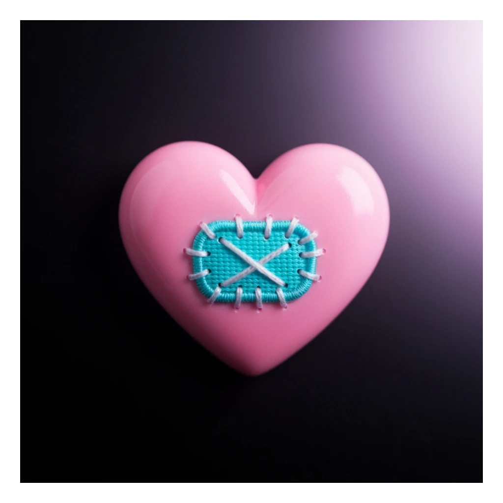 cute emo heart with a stitched patch sticker