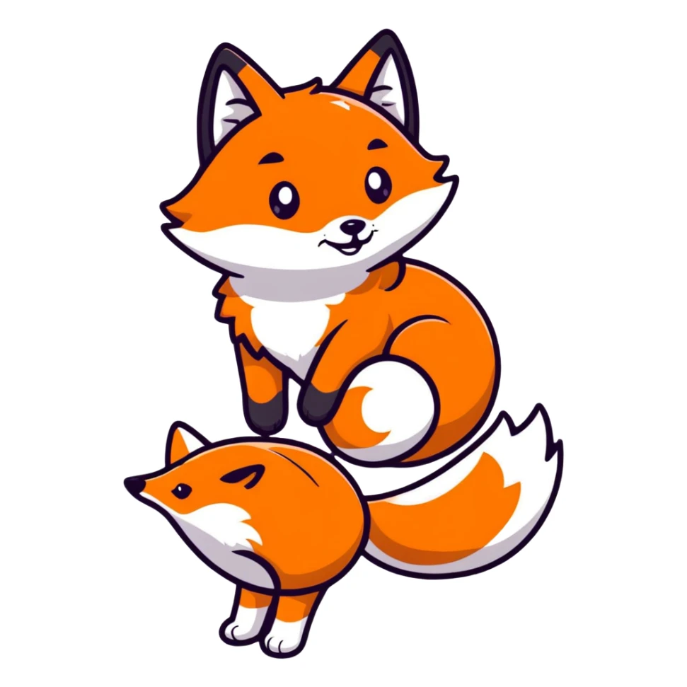 cute ginger foxie with happy emote for telegram app sticker