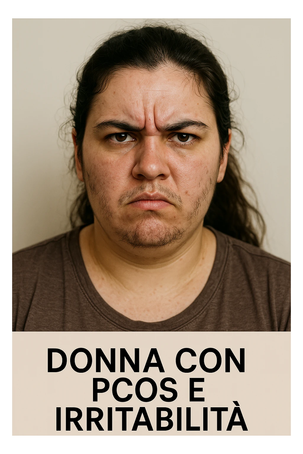 Donna con pcos e irritabilità come sindrome evidente immagine realistiche in italiano sticker