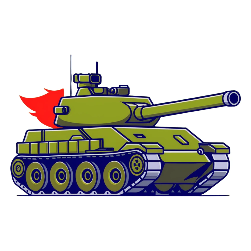 green military battle tank with armored body and large cannon sticker