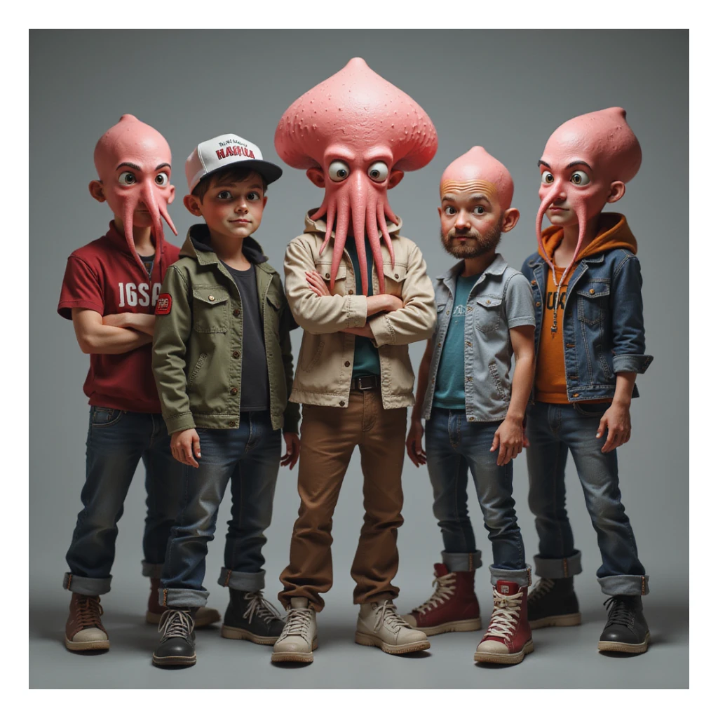 realistic Squid Game main cast group portrait, photorealistic style sticker