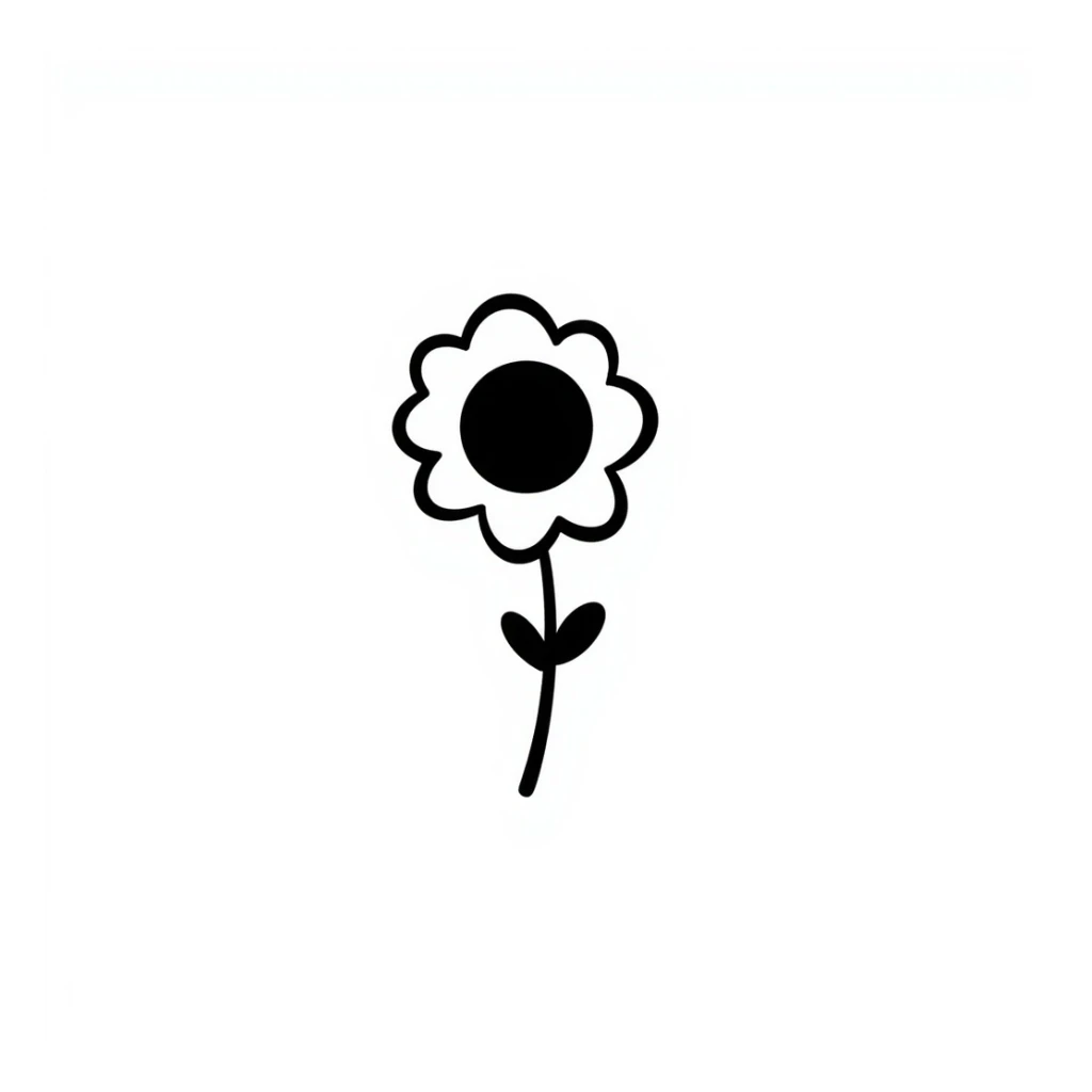 a flower emoji in black doodle style sticker