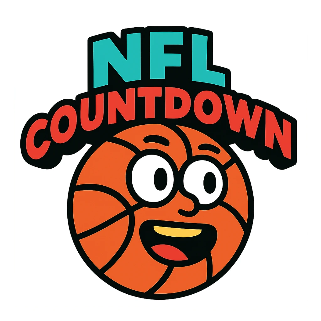 'NFL Countdown' text integrated cartoon basketball with vibrant colors sticker