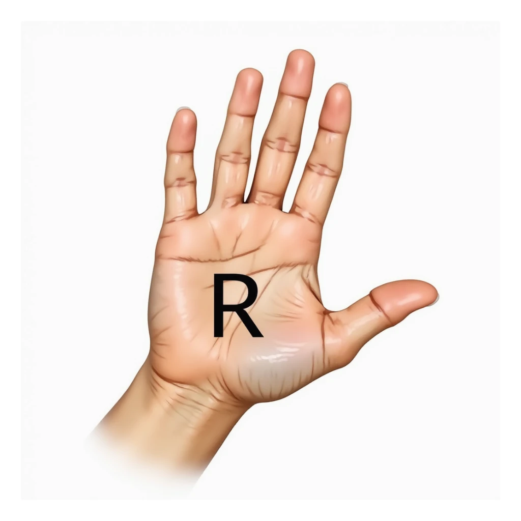 realistic illustration of a human hand making the American Sign Language letter R, with the index and middle fingers crossed, palm facing forward, natural skin tones, detailed shading sticker