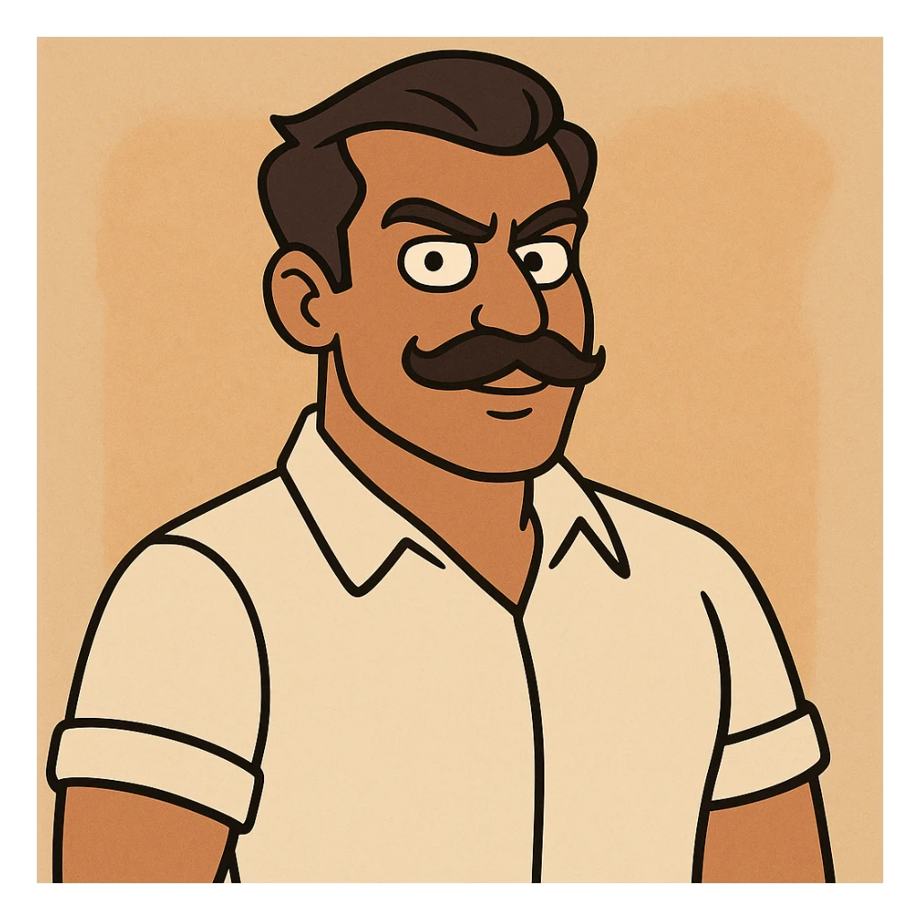 bold Indian man with a moustache, cartoon style, confident expression sticker
