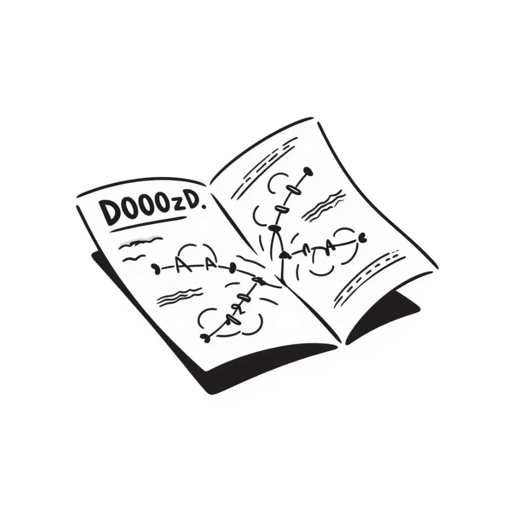 Hand-drawn folded map with delicate pathways representing emotional journeys and attraction patterns, personal reflection tool sticker