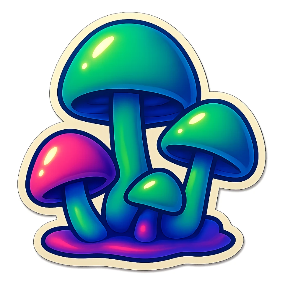 alien mushrooms. make a bunch of mushroom patches like the attached sticker