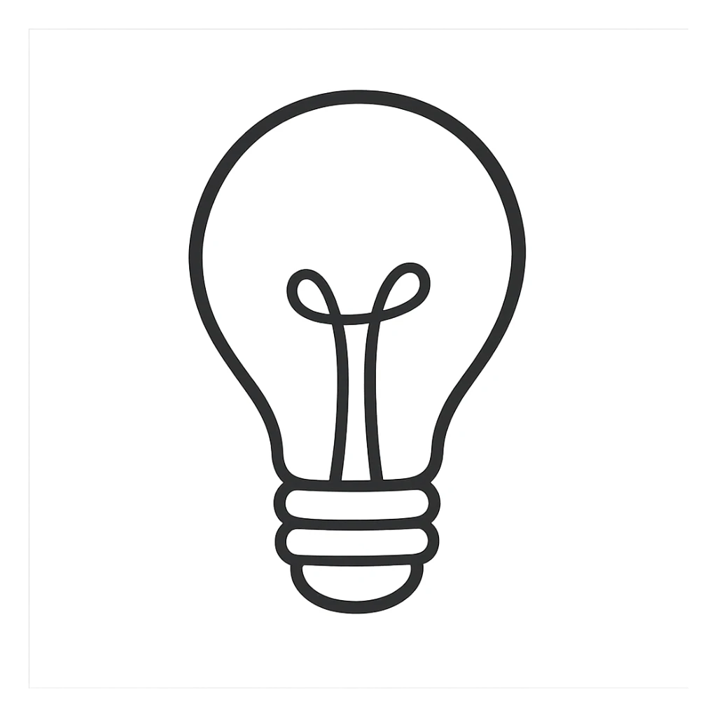 hand-drawn outlined icon of a light bulb sticker