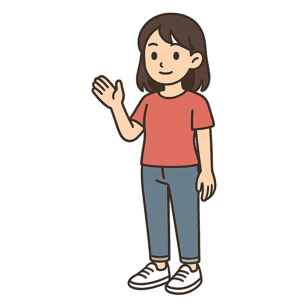 flat toon style young 20-year-old Japanese girl sticker