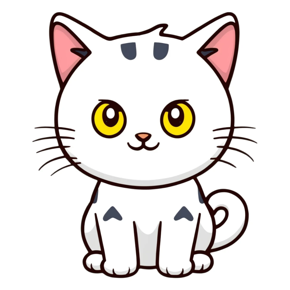 White cat with yellow eyes sticker