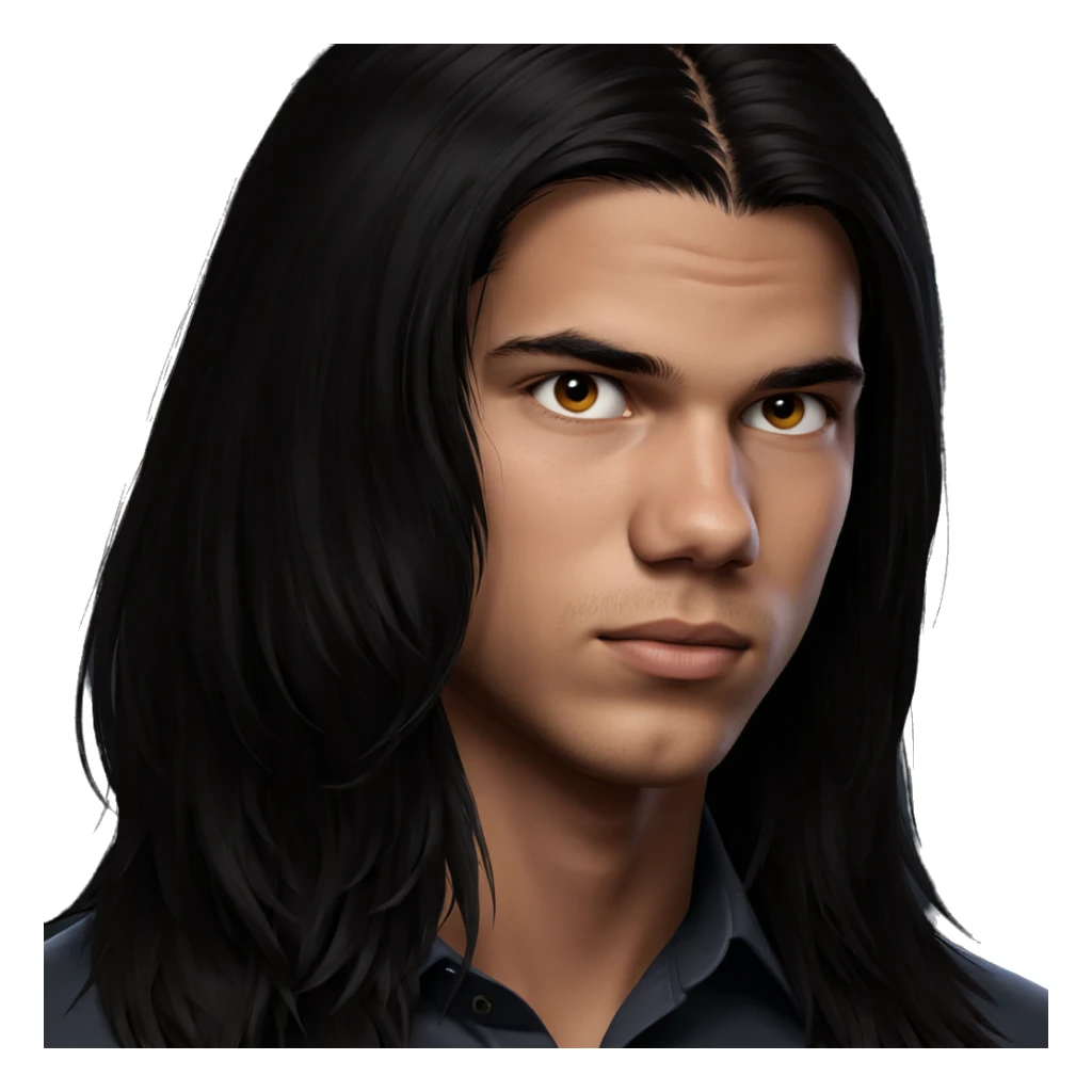 male portrait with long hair sticker