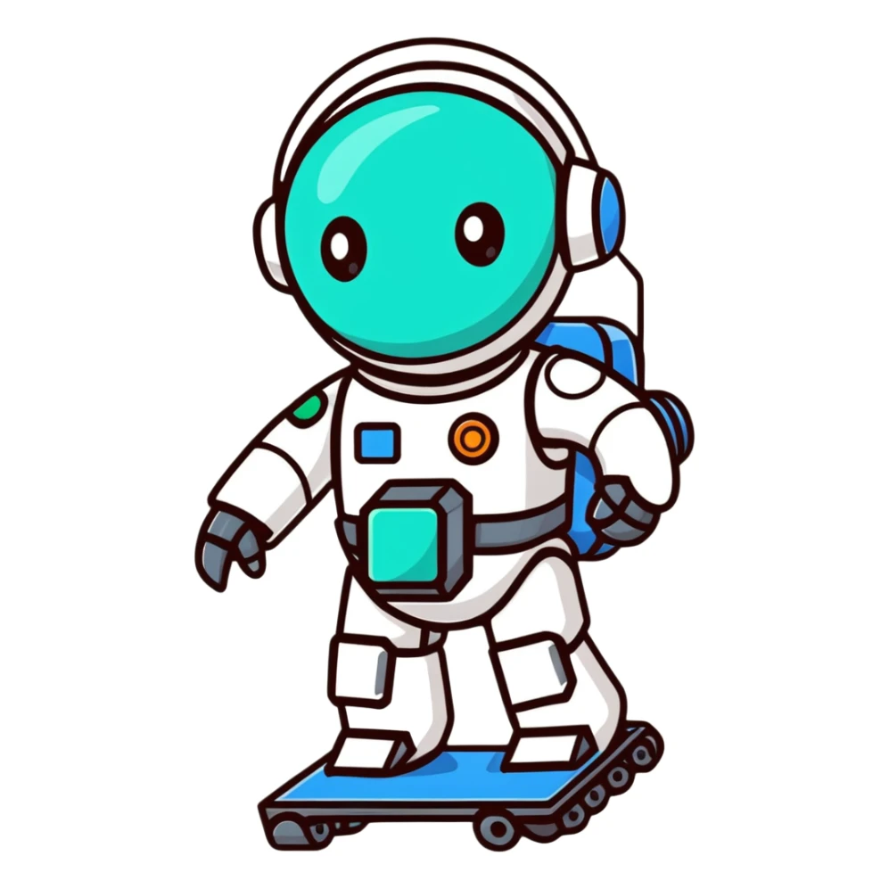 AI banner with friendly robot and digital icons, playful colors sticker