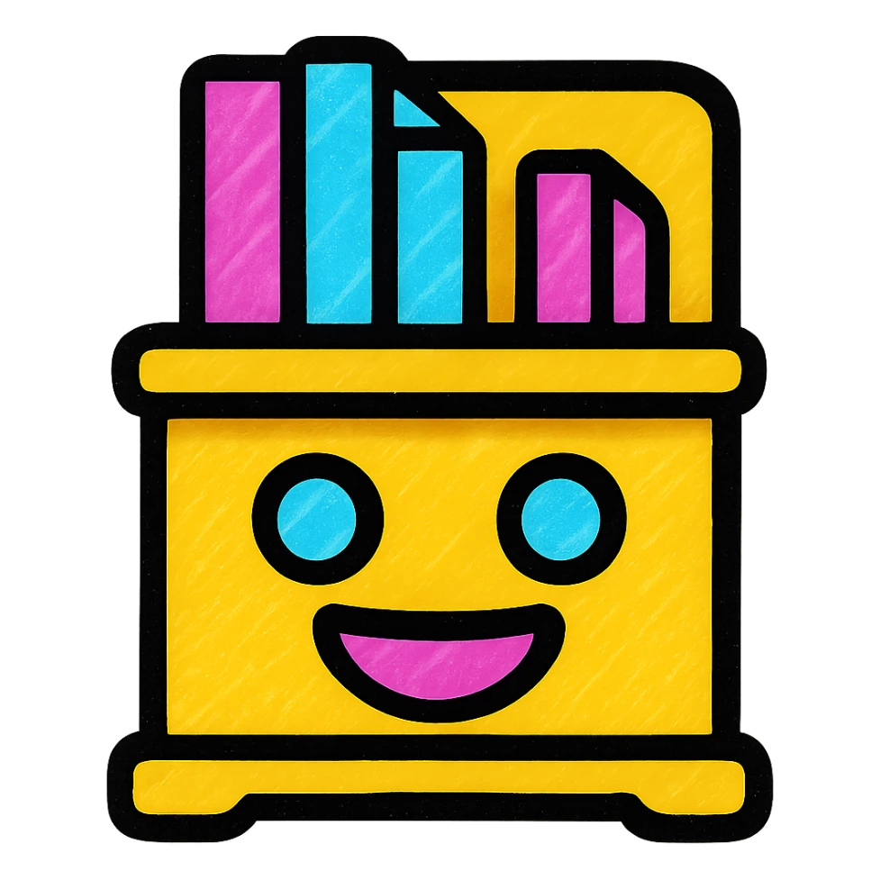 colorful and playful bookshelf emoticon sticker