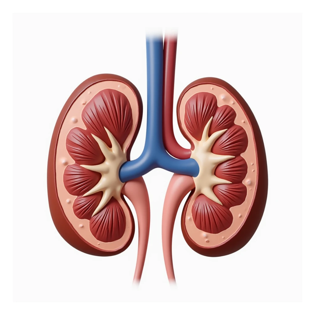 realistic kidneys, anatomical illustration, color sticker