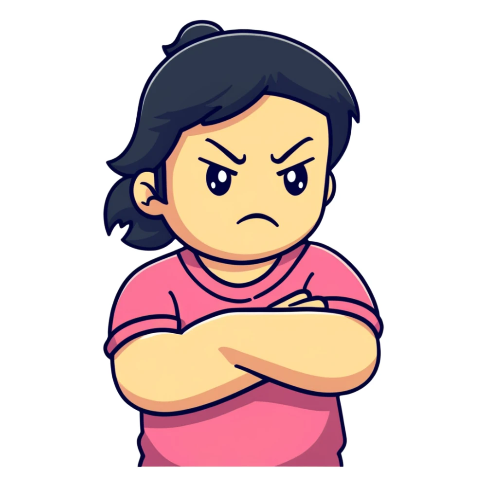 Upset girl crossing her arms with angry expression sticker