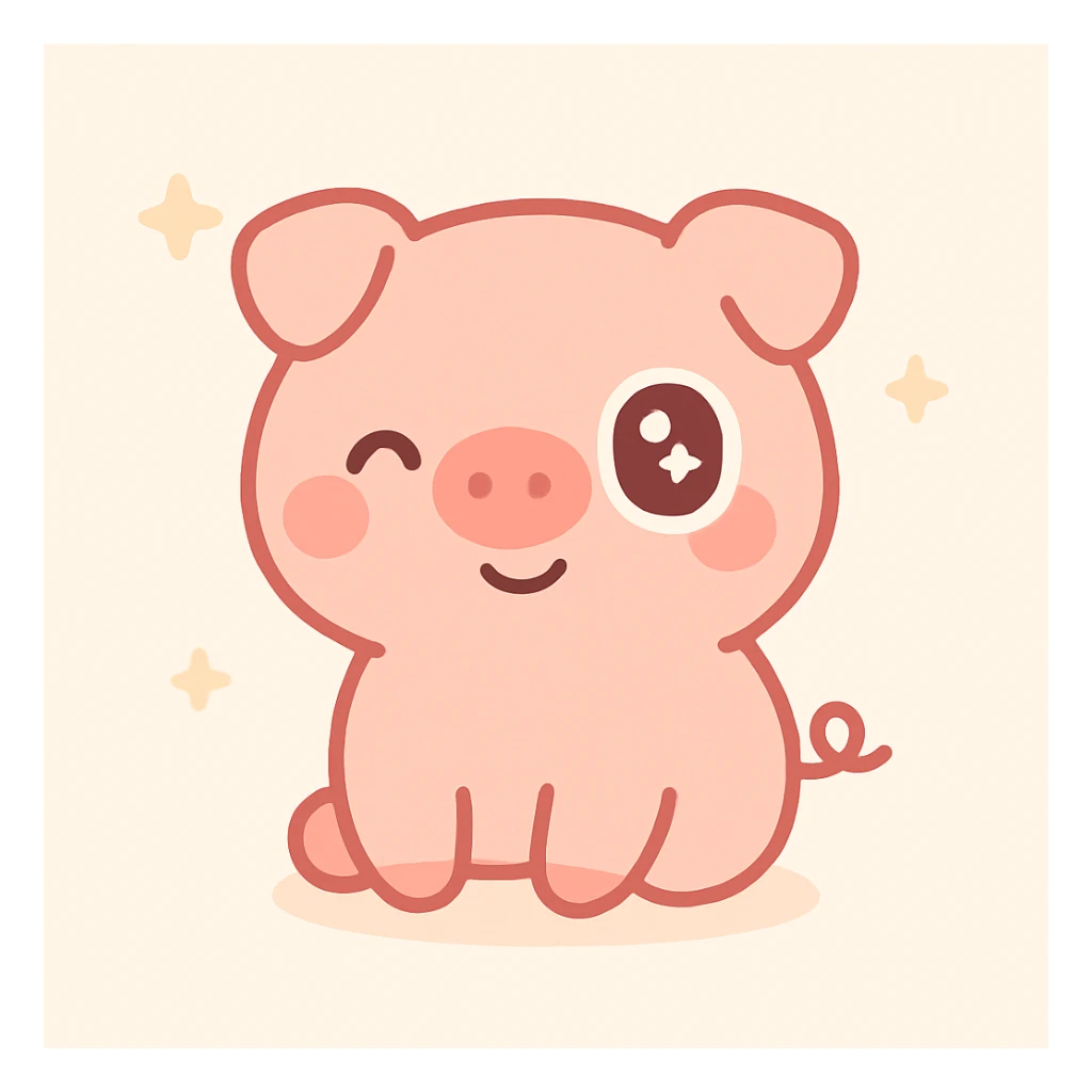 funny piggy, kawaii style, cute and bright sticker
