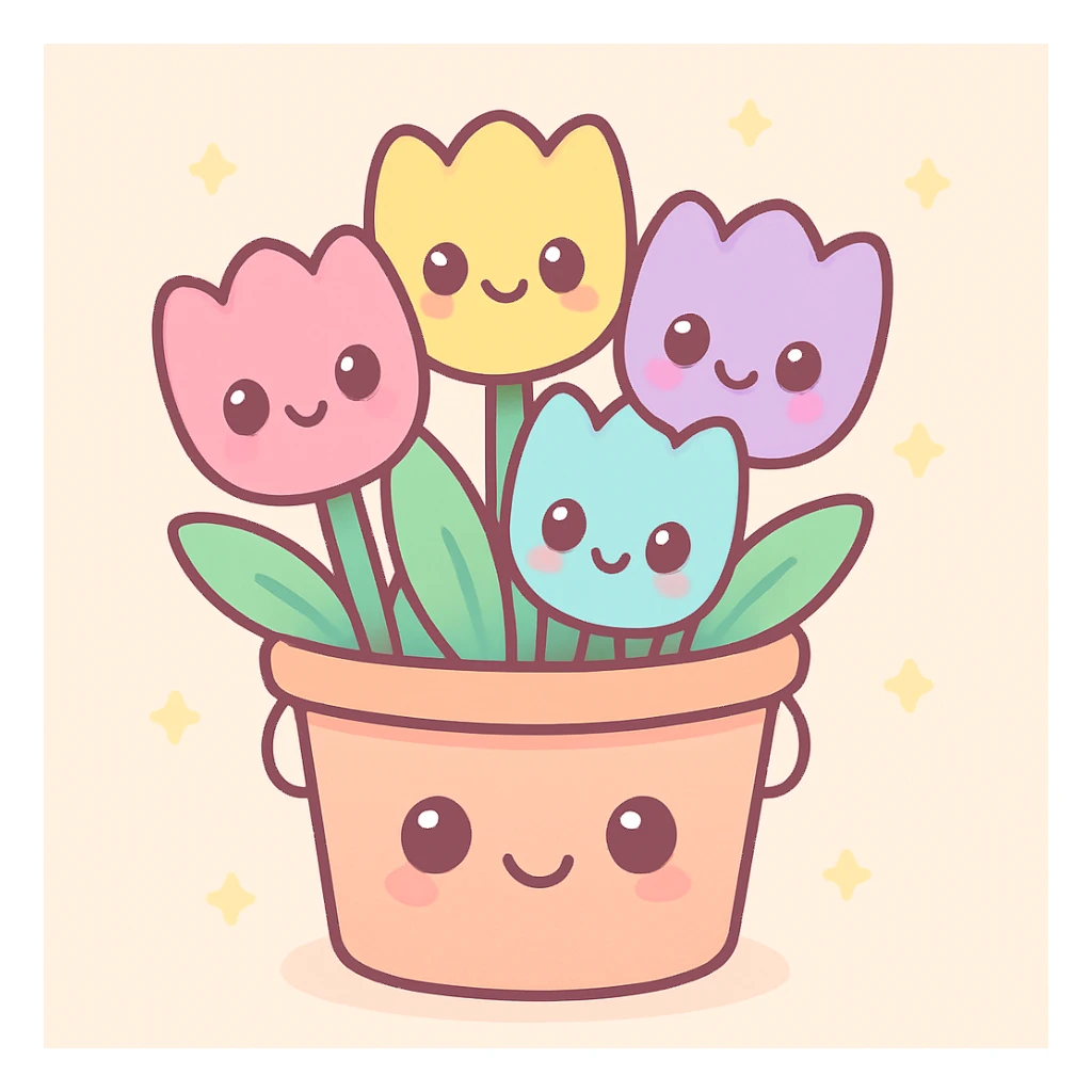 tulip bucket, fresh and vibrant, kawaii style sticker
