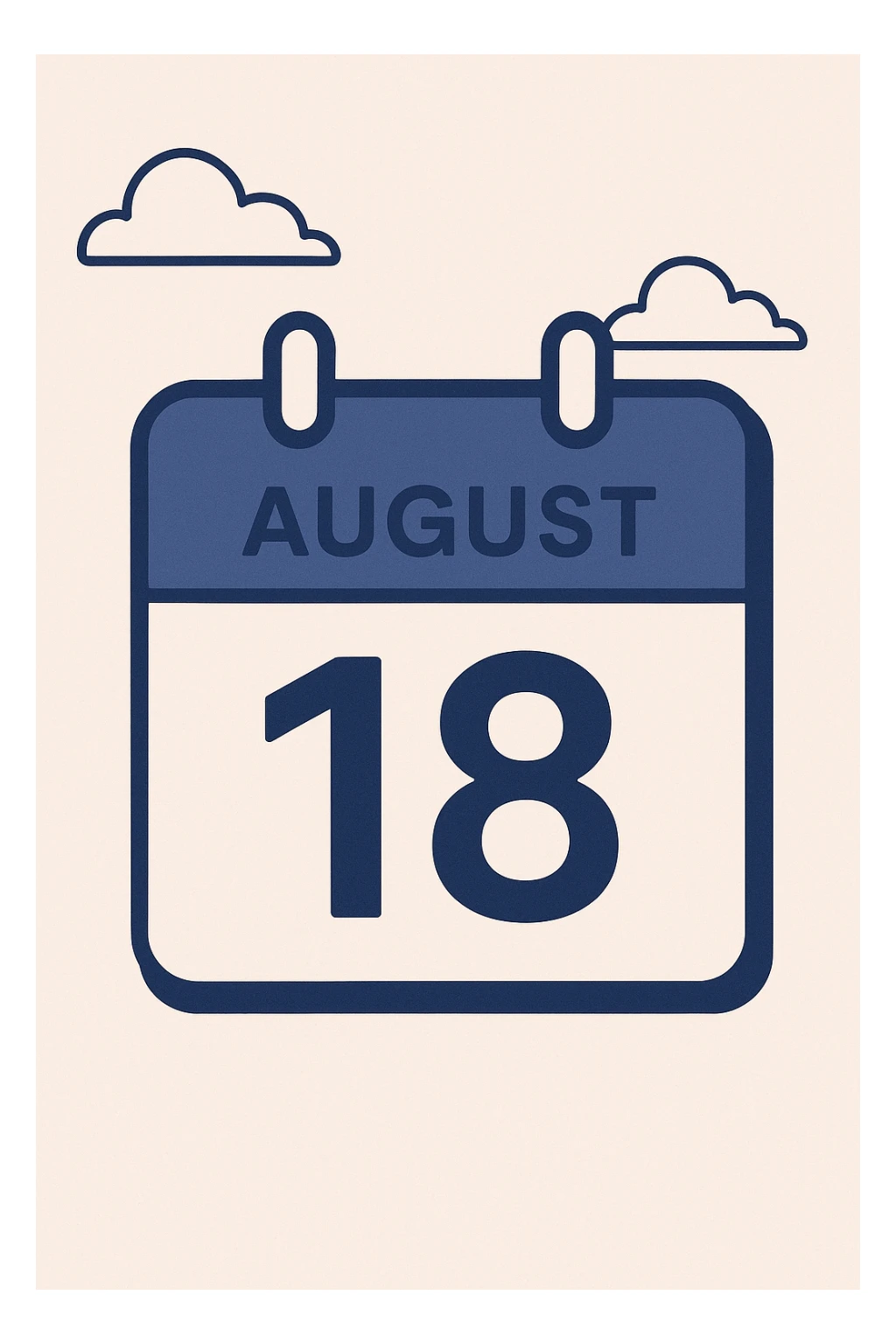 minimalist calendar block, date August 18, clean design sticker