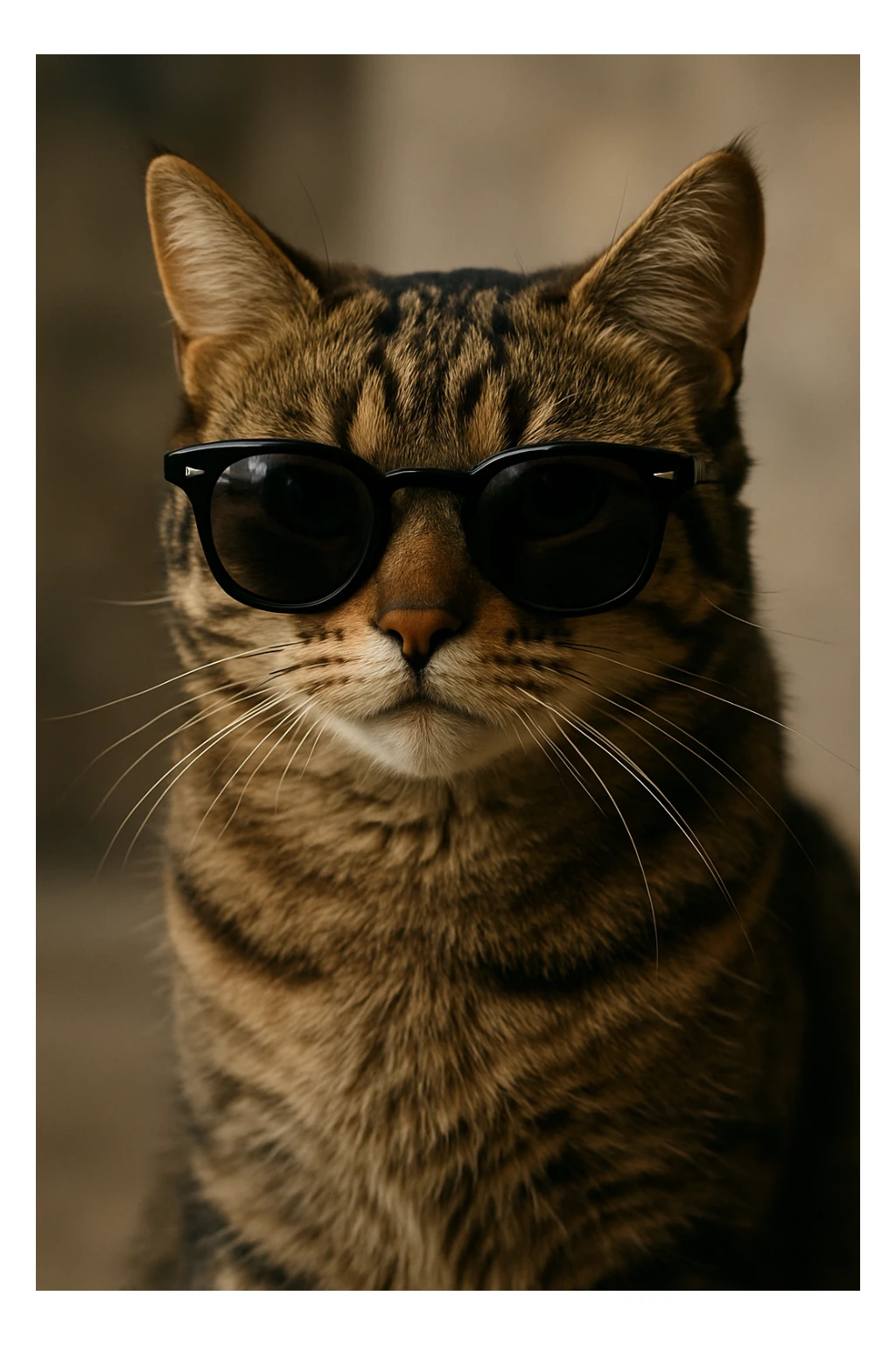 A cat wearing sunglasses, realistic photograph sticker