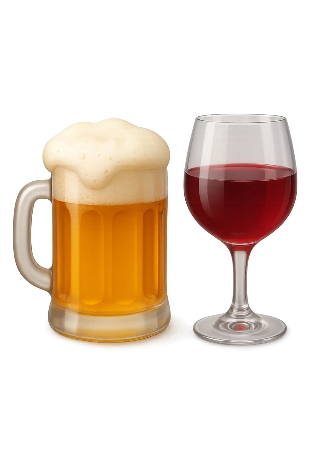emoji 3d stile iphone che rappresenta un boccale di birra e un calice di vino rosso 3d sticker