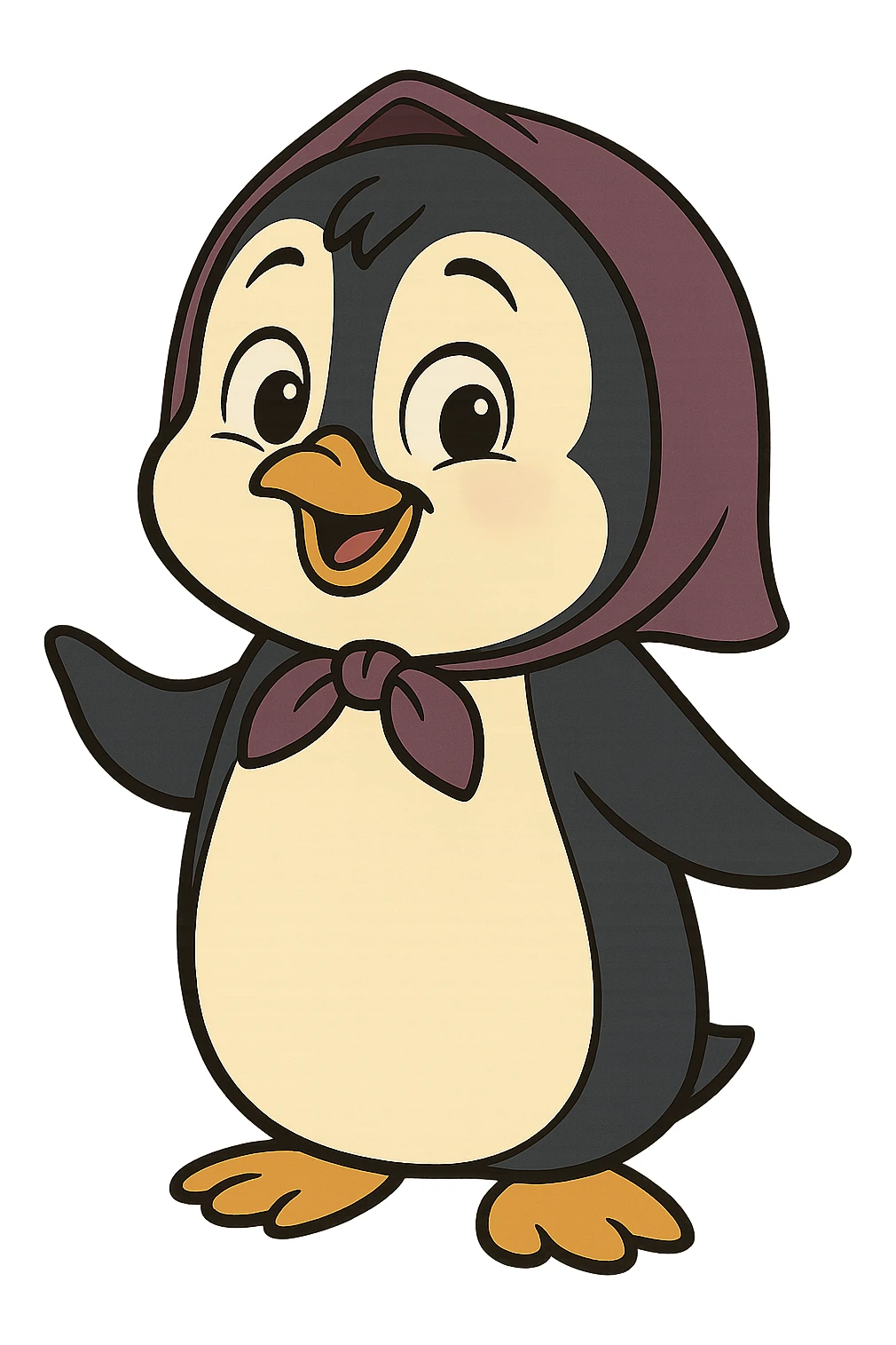 penguin character inspired by Masha and the Bear, smiling sticker