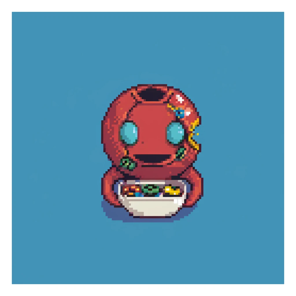 Pac-Man character eating dots in 8-bit arcade style sticker