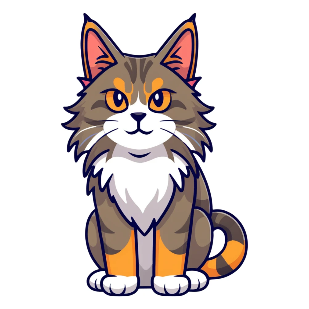 powerful maine coon cat with impressive mane and cute but fierce expression sticker