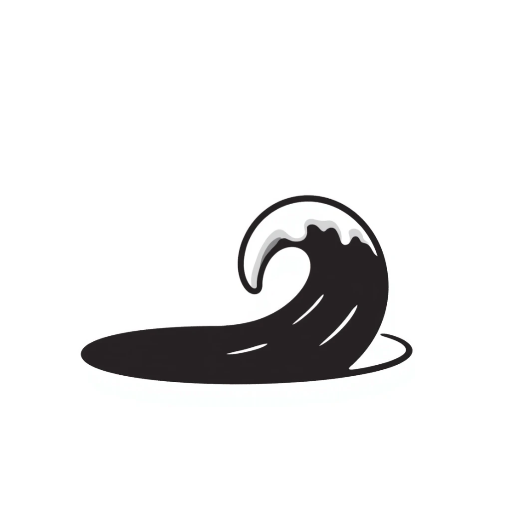 notion style hand drawn doodle of a simple ocean wave sticker