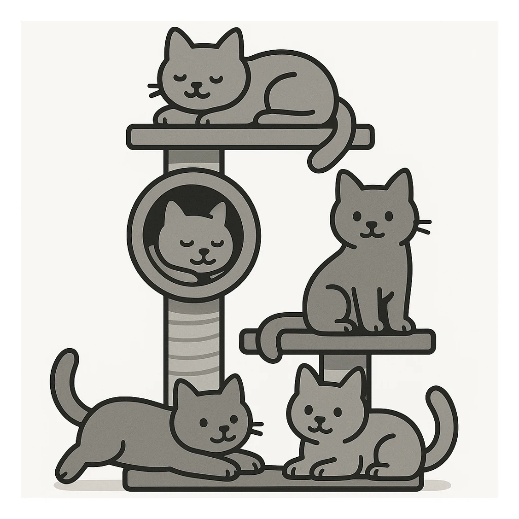 cats relaxing in a vertical playhouse sticker