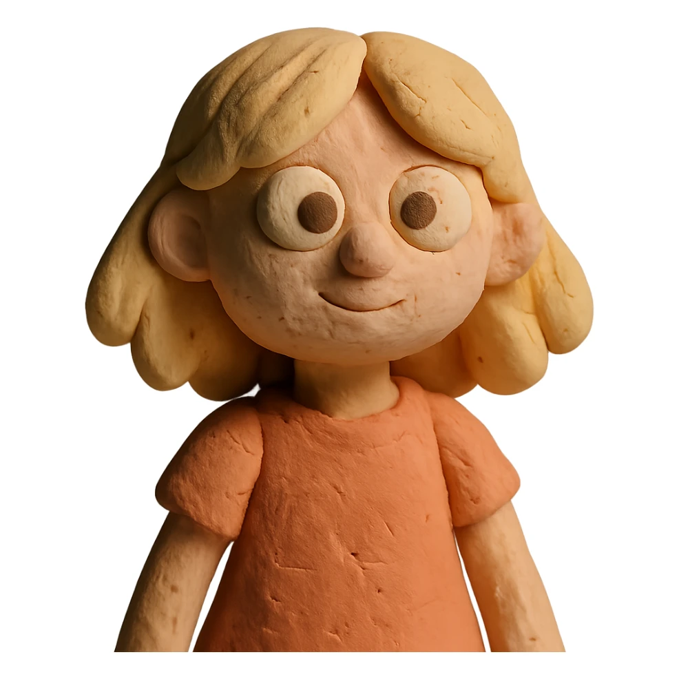 girl in claymation style, soft shapes, pastel colors sticker