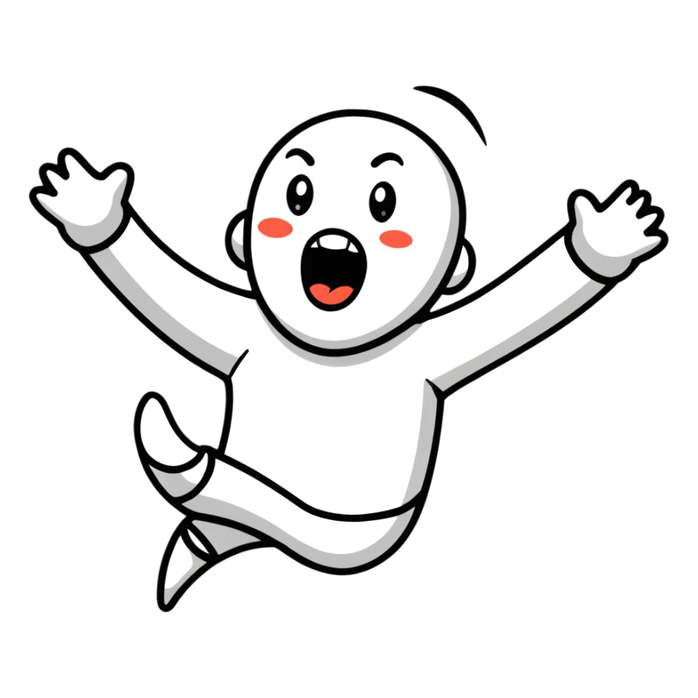 person with head thrown back, screaming with excitement, pure joy, expressive face sticker