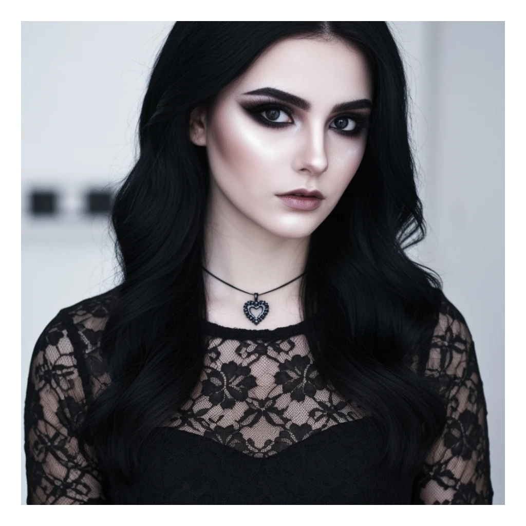 goth profile picture with a heart accent, cute, expressive, minimal, variation 2 sticker