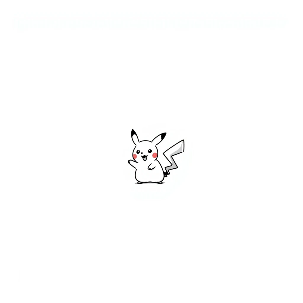 playful Pikachu, hand drawn doodle style, black outlines, white background sticker