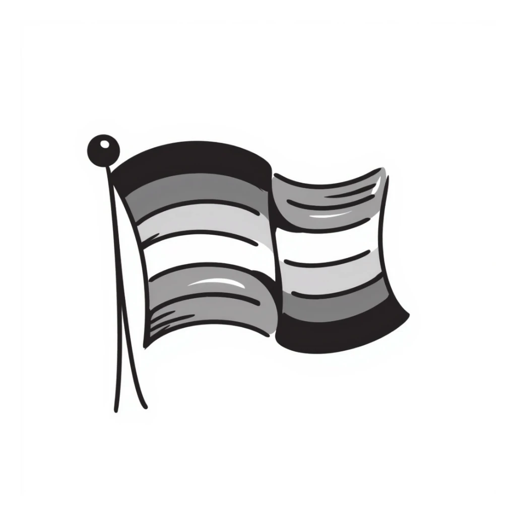 a waving Pride flag, hand-drawn doodle style, joyful and energetic sticker