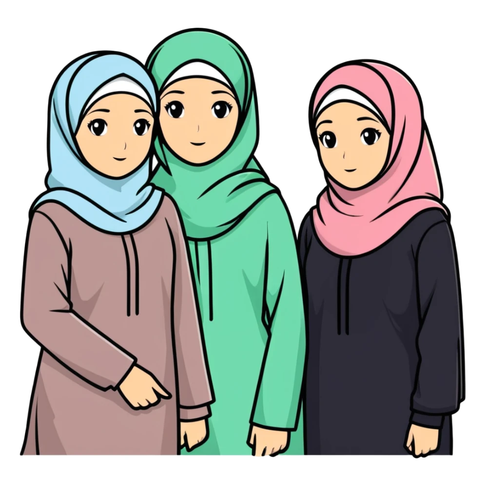 Three girls best friends, two with hijab and one not sticker